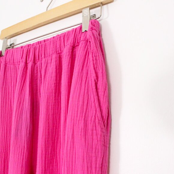 *Prettylittlething Hot Pink Crinkle Wide Leg Elasticated Waist Trousers NWT - Picture 7 of 8